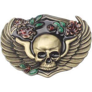 🆕Men's Bronze Viking Wings Flower Rose Skull Western  Cowboy  Belt  Buckle
